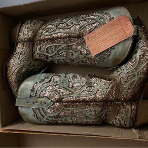 Corral mint glitter inlay boots